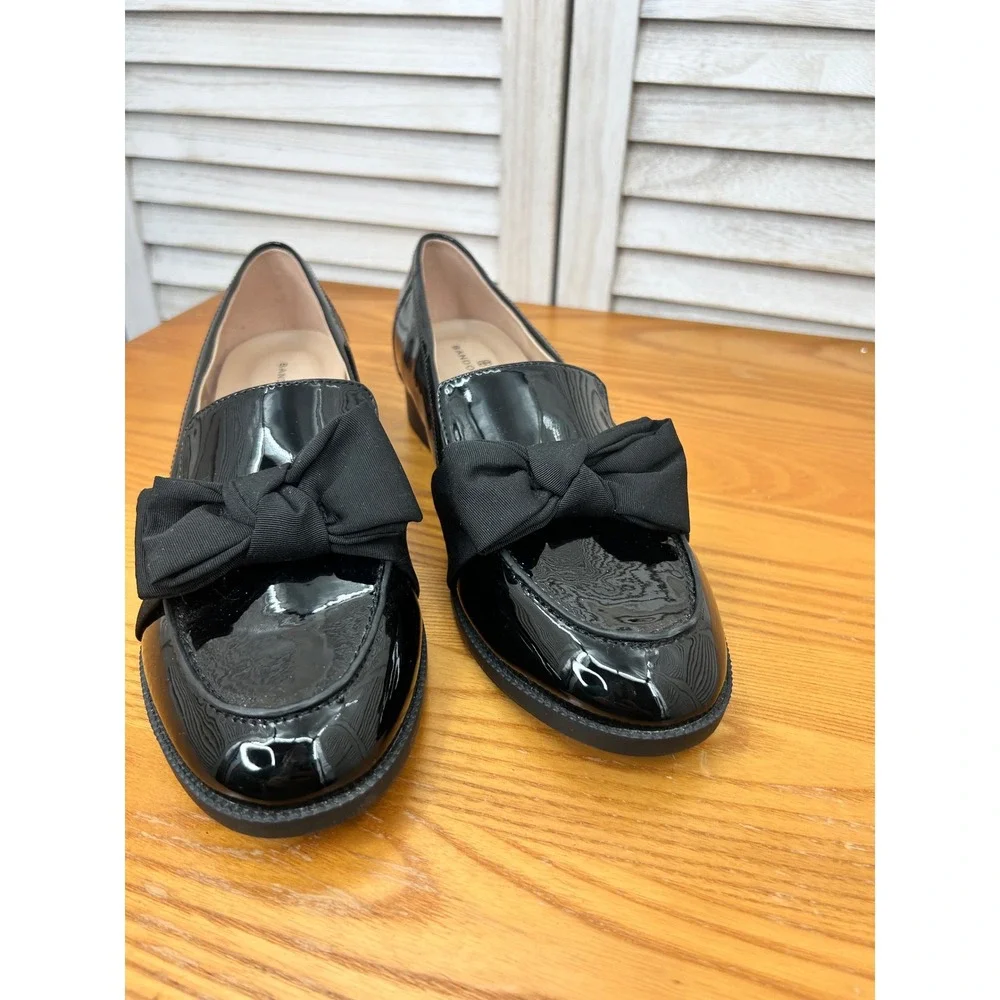 Bandolino Bow Loafers 10M Black Patent Career Work Flats Whimsygoth corporate